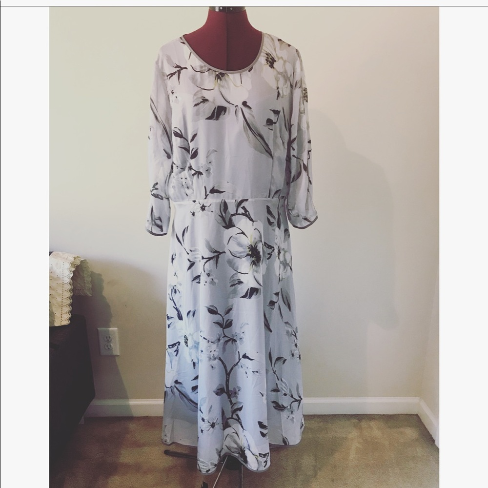NWT Floryday gray floral dress XL
